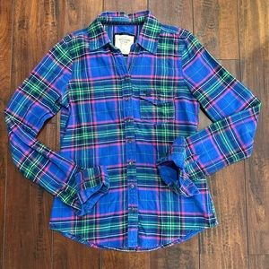 Abercrombie & Fitch Blue Plaid Flannel Button Down Sz XS